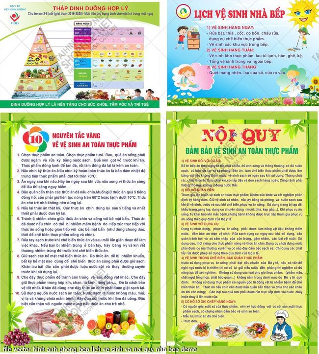 file vector hinh anh phong bep lich ve sinh va noi quy nha bep 